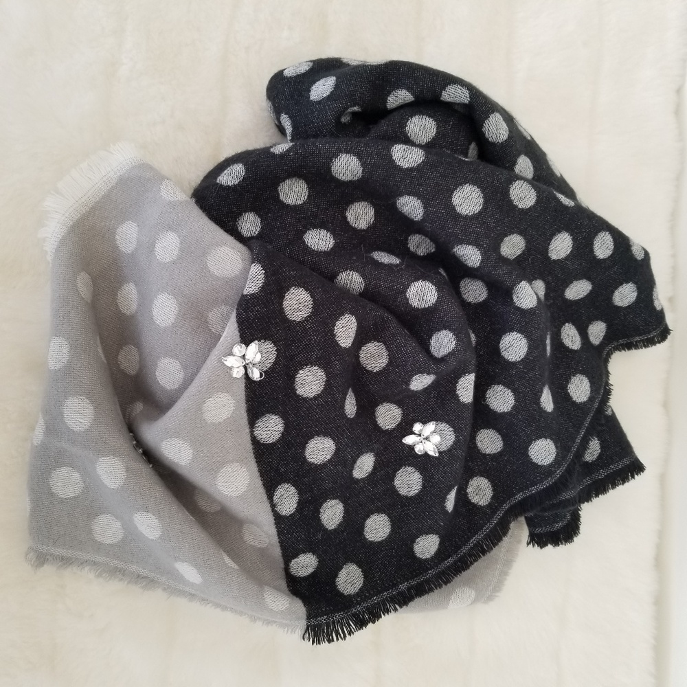 NWOT Betsey Johnson Polka Dot Embellished Scarf